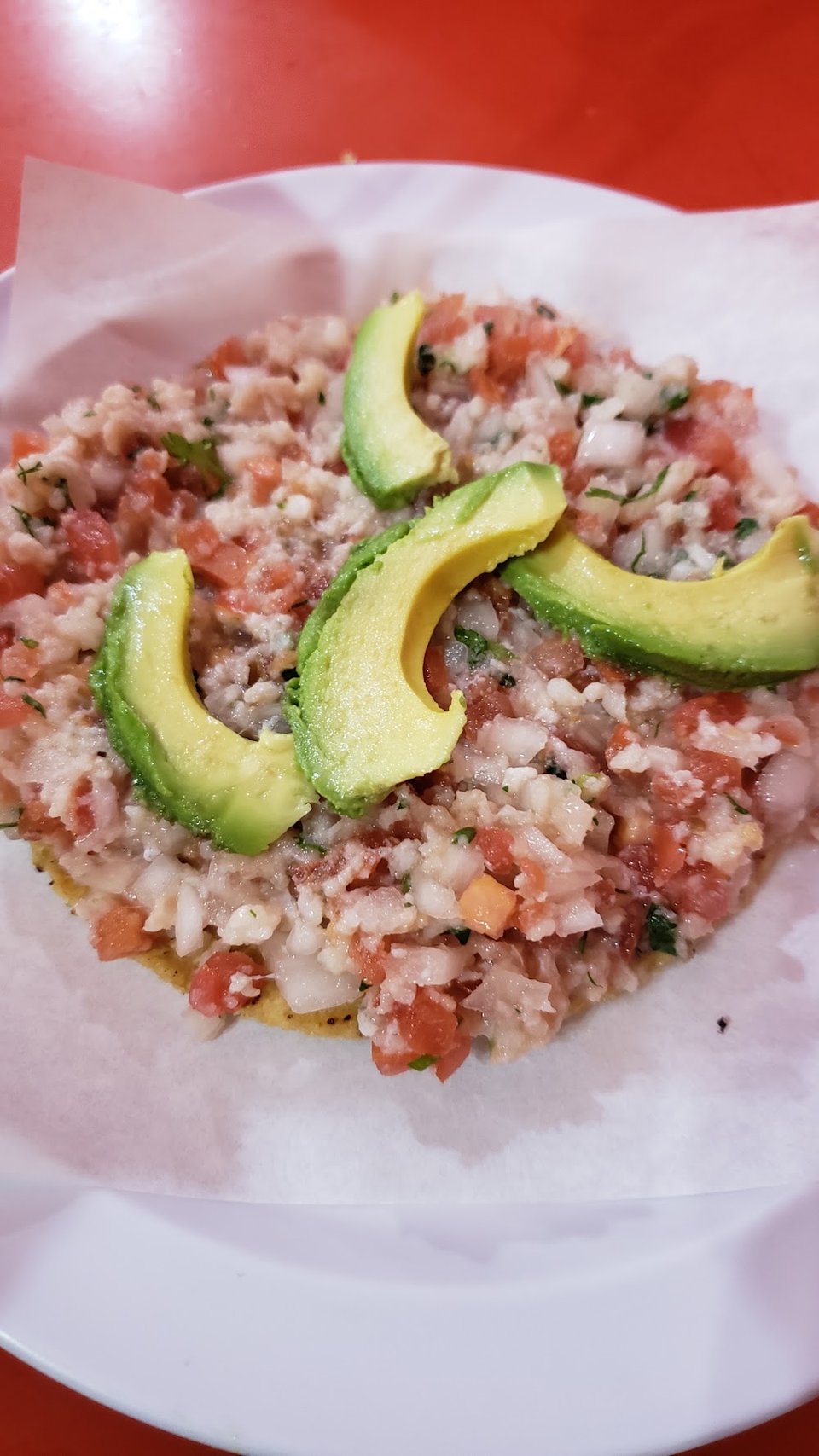 Tostada de Ceviche de Pescado Con Camaron